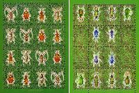 Fauna, Beetles, M/S of 16v + M/S of 12v & 4 labels; 1.50 R х 16, 4.50 R х 12