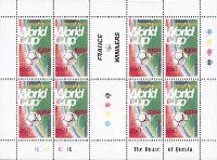 France - winner of Football World Cup, M/S of 8v & 2 labels; 250 D x 8