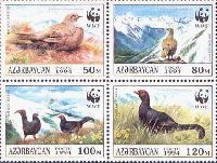 WWF, Birds, black-cocks, block of 4v; 50, 80, 100, 120 M