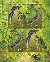 Belarus-Russia joint issue, Fauna, Newts, Block of 4v; "H", "P" x 2
