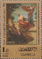 Надпечатка нового номинала на № 003 (Картина Л.Гудиашвили), 1м; 1.0 Л