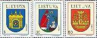 Towns Scuodas, Telsiai, Klaipeda Coat of Arms, 3v; 5, 30, 50ct