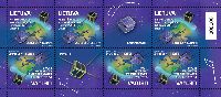Первые литовские космические спутники, М/Л из 6м и 2 купонов; 2.90 Литa х 6
