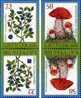 Flora, Berries, Mushrooms, Tete-beche pairs, 4v; 22, 58s x 2