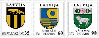 Definitives, Varakļāni, Strenču, Vārkava's Coats of Arms, 3v; 35, 60, 98s