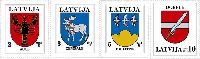 Definitives, Auce, Zemgale, Smiltene, Dobele's Coats of Arms, 4v; 2, 3, 5, 10s