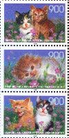 Fauna, Kittens, 3v + label in strip; 900 R х 3