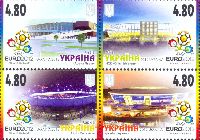 Football Europe Cup Ukraine/Polen'12, Stadiums, block of 4v; 4.80 Hr x 4
