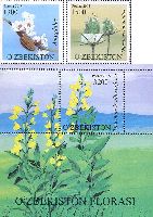 Flora of Uzbekistan, 2v + Block; 1300, 1500, 3200 Sum